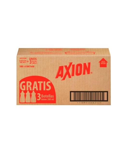 AXION LAVATRASTES LIQ LIMON CAJA 12 PZ 280 ML + 3 PIEZAS GRATIS