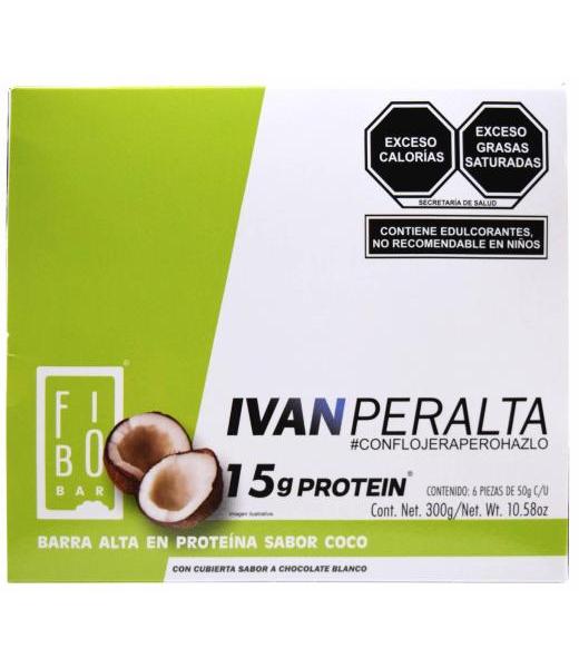 BARRA DE PROTEINA CUBIERTA DE CHOCOLATE BLANCO COCO 50 G FIBO BAR P 6