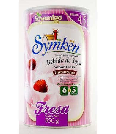 BEBIDA DE SOYA FRESA 550 G SYMKEN