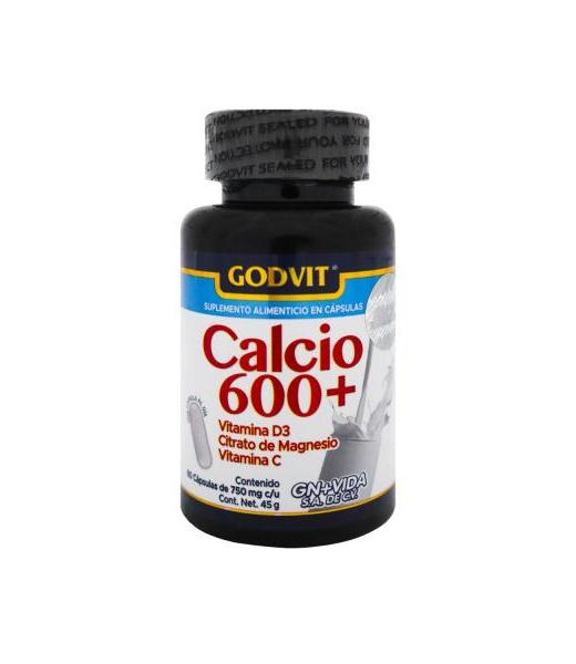 CAPS. CALCIO 600 +VIT D3 CITRATO DE MAGNESIO Y VIT C C 60 750MG GN+VIDA