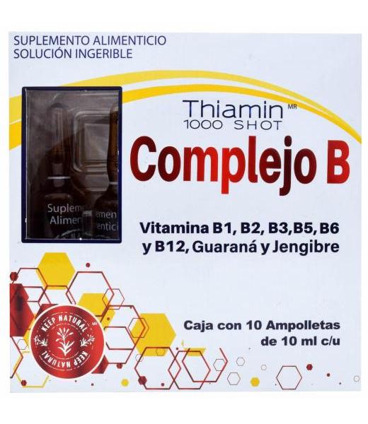COMPLEJO B GUARANA JENGIBRE 10 AMPOLLETAS 10 ML C U THIAMIN