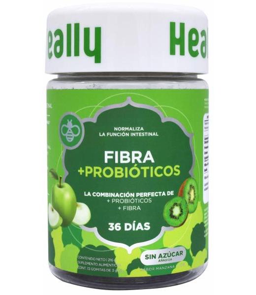 FIBRA MAS PROBIOTICOS MANZANA KIWI 72 GOMITAS HEALLY
