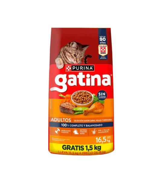 GATINA ALIMENTO PARA GATO POLLO 15 KG + 1.5 KG GRATIS