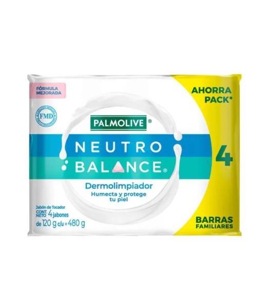 JABON EN BARRA PALMOLIVE NEUTRO BALANCE DERMOLIMPIADOR 4 PZAS 120 G