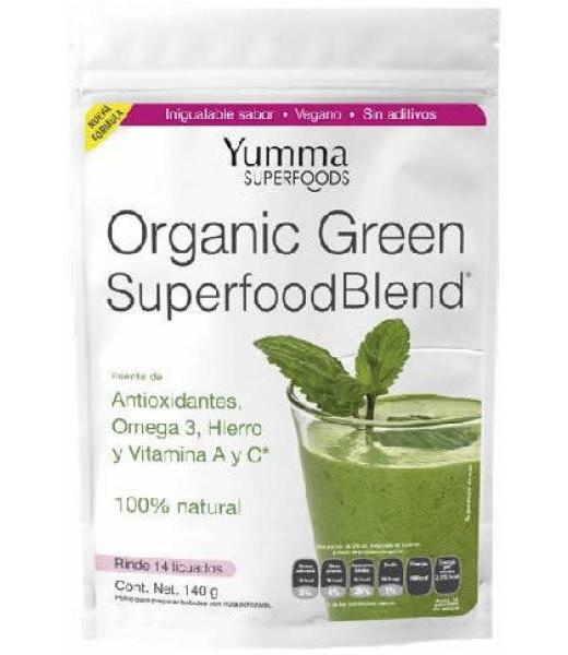 JUGO VERDE SPIRULINA CHLORELLA COCO MORINGA 140 G YUMMA SUPERFOOD