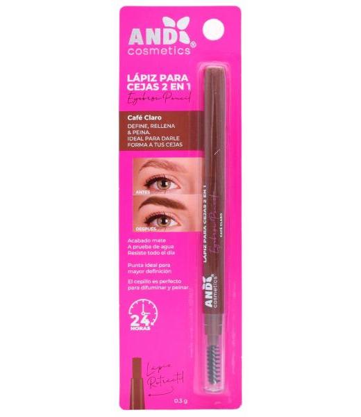 LAPIZ PARA CEJAS 2 EN 1 CAFE CLARO 0.3 G AND