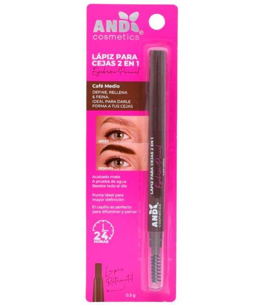 LAPIZ PARA CEJAS 2 EN 1 CAFE MEDIO 0.3 G AND