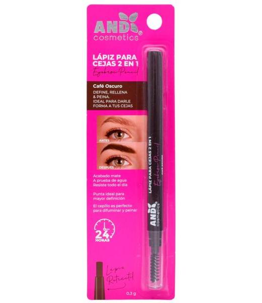 LAPIZ PARA CEJAS 2 EN 1 CAFE OSCURO 0.3 G AND