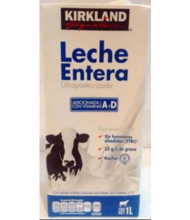 LECHE ENTERA ULTRAPASTEURIZADA 1 LT KIRKLAND