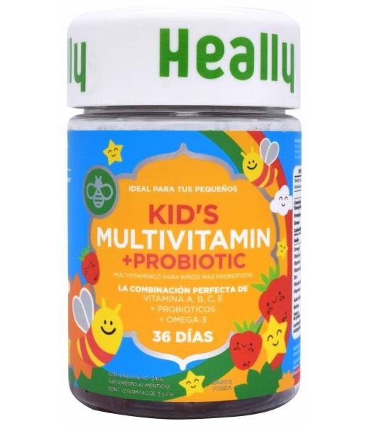 MULTIVITAMINICO PARA NIÑO MAS PROBIOTICOS FRESA 72 GOMITAS HEALLY