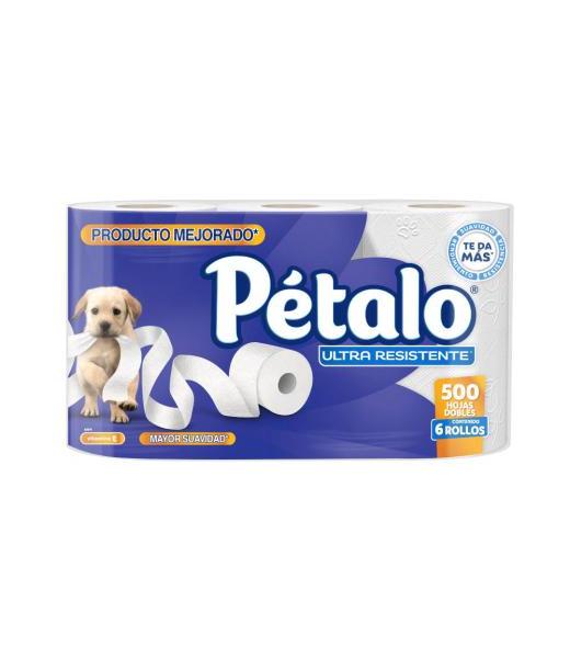 PAPEL HIG. PETALO ULTRA RESIST. 500 HOJAS 6 PZ