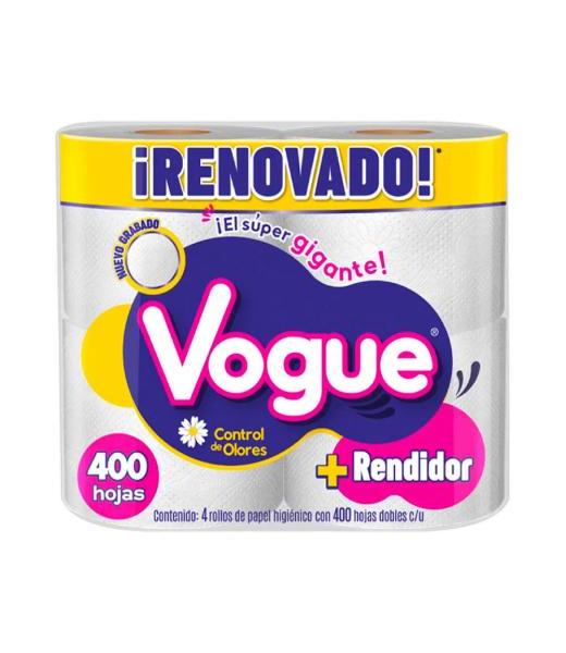 PAPEL HIGIENICO VOGUE 400 HOJAS 4 ROLLOS