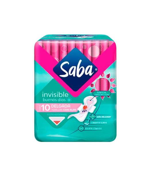 TOALLA SABA FEM INVISIBLE CON ALAS 10 PZ