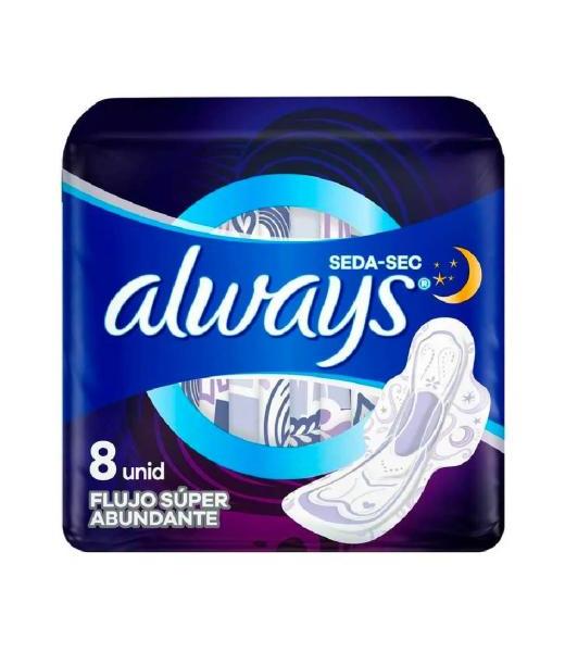 TOALLAS HIGIENICAS ALWAYS SECA NOCHES TRANQUILAS 8 UNIDADES