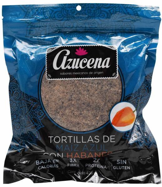 TORTILLA DE MAIZ AZUL CON HABANERO 420 G AZUCENA